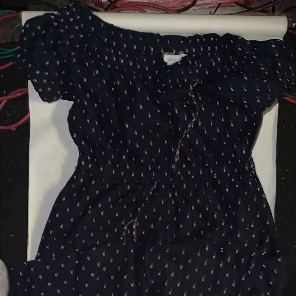 Anthropologie Navy Blue Dress with Pattern